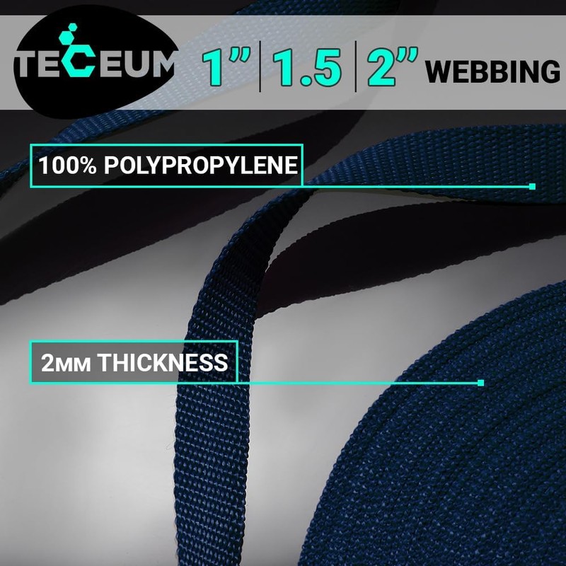 TECEUM 1.5 Inch Webbing – Navy Blue – 10 Yards