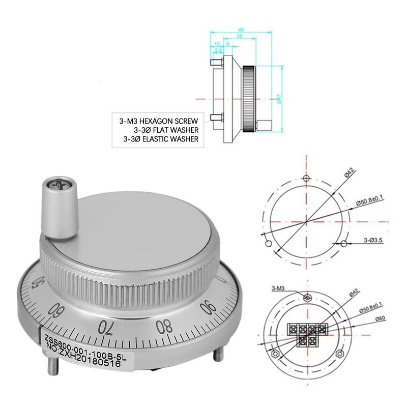 Handheld Coder 100PPR 6 Terminal Clamps Electronic CNC Handwheel Pulse