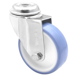 Wagner 23177501 Soft Swivel Castor with Back Hole Diameter 75 mm Height 100 mm Galvanised Steel Blue/White Load Capacity 60 kg