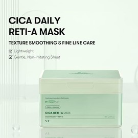 VT COSMETICS Cica Reti-A Mascarilla Hoja 30 Pzas, Complejo De Retinol Para El Cuidado Diario 12.34Oz (350G)