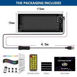 LED Scoreboard 17.3 x 7 cm, Flexible LED Display, Programmable with Smart App, Bluetooth App Control, USB Powered, LED Script Car Light Sign, Name Plate for Car, Shop, Bar