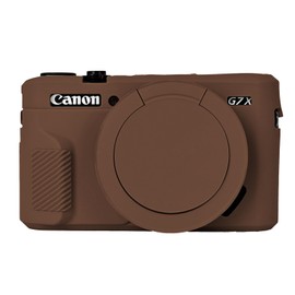 Easy Hood G7X Mark II Case, Protective Case for Canon Powershot G7X Mark II Digital Camera, Removable Lens Cover Silicone Sleeve Soft Camera Cover Rubber Protective Body Skin - Brown