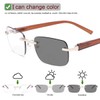 Rimless Bifocal Reading Glasses Spring Hinge Photochromic Sun Readers Transition