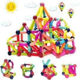 GemPrime Goods Magnet Sticks and Balls Set - Magnetic Balls and Rods Set for 3+ Year Old Kids – STEM Toys for Montessori Education of Boys and Girls – to Create, Construct and Innovate (100Pcs)