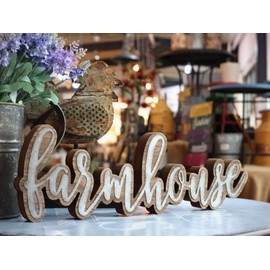 Parisloft Rustic Farmhouse Script Cutout Table Top Freestanding Sign, 3D Farmhouse Word Art Accent Decor 15.75x1x5.25''