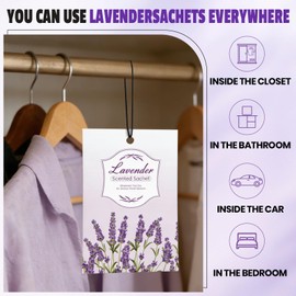 FURWEY 16 Packs Lavender Scented Sachets for Drawers and Closets,Long Lasting Sachet Bag Room Car Odor Deodorizer Fresh Scent Home Fragrance