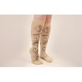 Lymphedivas Magnolia Beige Medical Graduated Gradient Compression Sock Pair 30-40mmHg for Women (Short Closed-Toe X-Large)