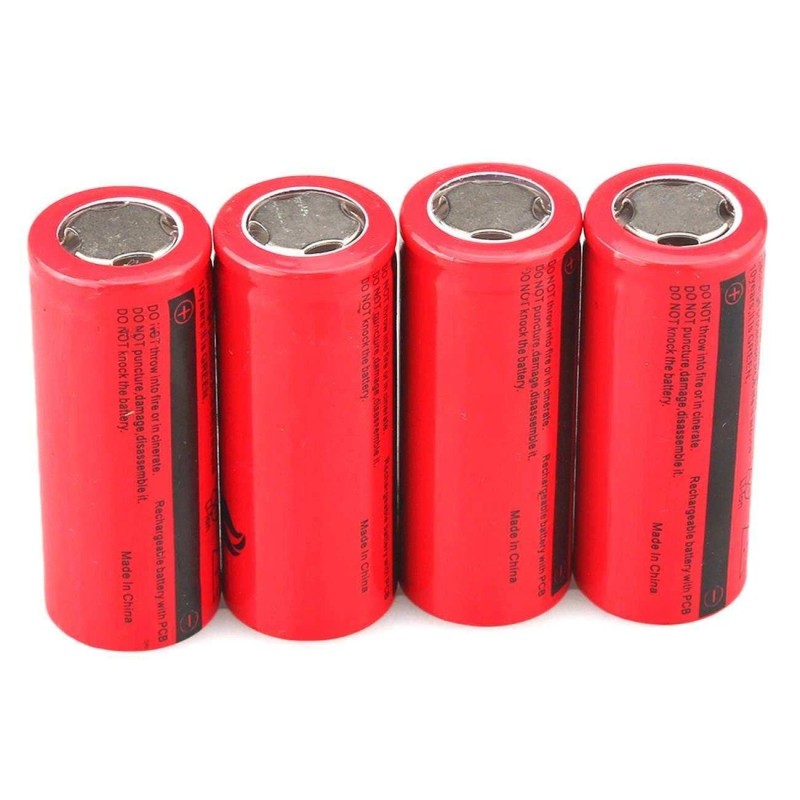 UltraFire 4pcs 26650 Battery UltraFire Rechargeable 3.7V Flat Top Batteries
