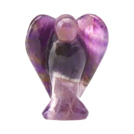 UOCAI Natural Amethyst Guardian Angel Statue, 4.2 cm Amethyst Carved Gemstone Angel Figures, Guardian Angel Gift, Healing Crystals, Guardian Angel Stone Talisman, Pocket Angel Statues