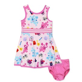 Blue's Clues & You Toddler Girls Fit and Flare Ultra Soft Dress (Pink, 3T)