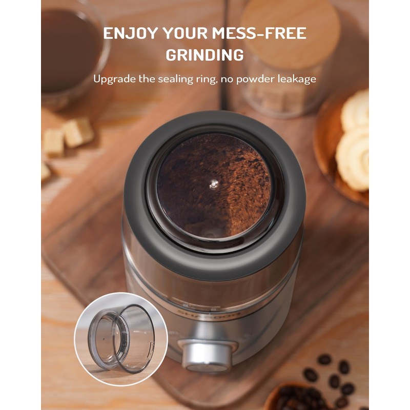 SHARDOR Electric Super Silent Blade Coffee Grinder, Timed Grind Control