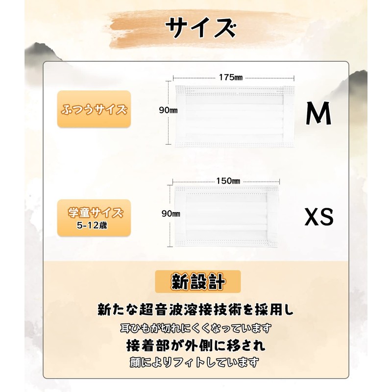 [Wide Ear Japan Inspection Goods] Masks, Pack of 100, Non-woven