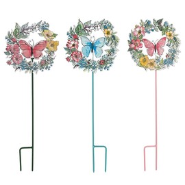 All Chic 3 Pack Metal Butterfly Garden Stake Decor Butterfly Garden Kit Yard Stakes for Decorations Outdoor Garden Stake Decorative Lawn Ornaments