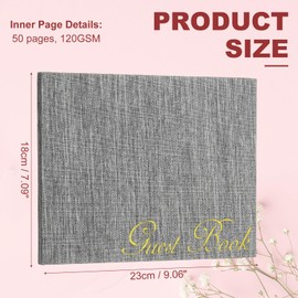 PATIKIL Elegant Guestbook, 9"x7" Fabric Wedding Guest Book Stylish Sign in Book with 50 Blank 120GSM Paper for Receptions Birthdays Funerals Special Events, Dark Gray