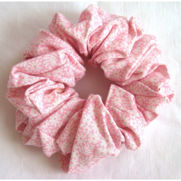 Light Pink Print Cotton Scrunchy-Full - Made in the USA