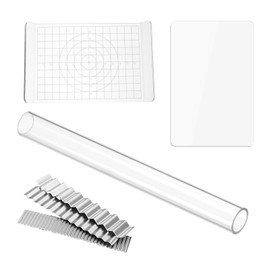 TVETE Clay Making Tools, 7-Piece Set, Clay Press Plate, Rolling Rod, Clay Cutter, U-Shaped Acrylic Clay Plate, Pottery, Carving, Crafts, Clay Tools, Measurement, U-Shaped, Durable, DIY Tool