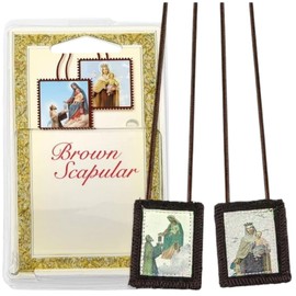 Brown Scapular Of St. Simon and Our Lady Of Mount Carmel, Escapularios Catolicos Scapular Catholic Necklaces Gift For Women Man With St Benedict Medal Crucifix Mexican Decoration, 3 Pack, Wool, No