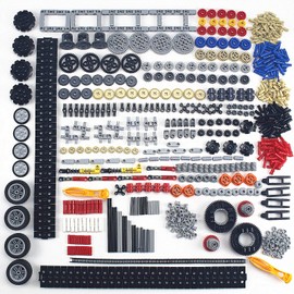 TTLYHEK 720Pcs Technical Cars Gears Cross Axles Technical Parts Accessories Wheels Connectors Pieces Sets Chain Link Pins Joints Building Block Bricks Shock Absorber MOC Technical Lots Pack Bulk Toys
