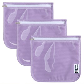 HIONXMGA 3 Pack Clear Makeup Bags, Travel Toiletry Bags Transparent Pouch with Durable Zipper, TSA Approved Clear Cosmetic Organizer Bags Airport Airline Compliant for Essentials, Purple