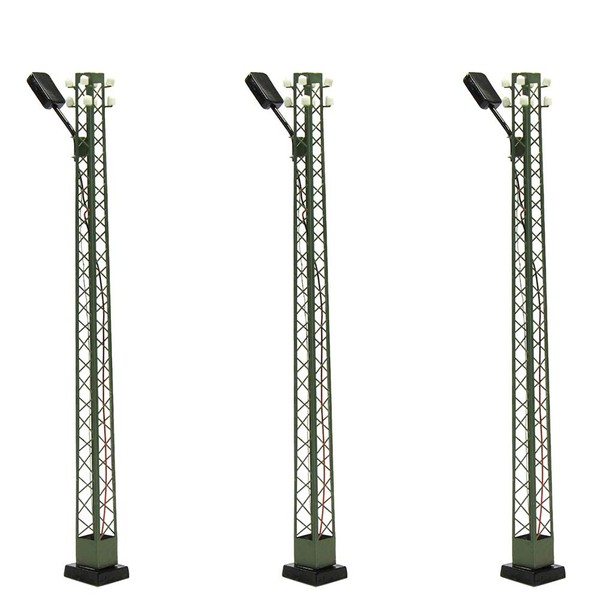 Evemodel 3pcs Model Railway Lights 1:87 Lattice Mast lamp Track light HO Scale Layout 10.6cm