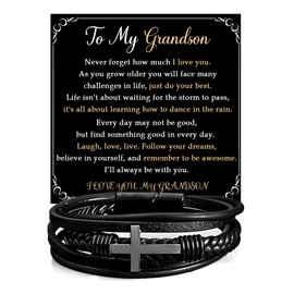 VIRAGIL To My Grandson Bracelet Gifts For Grand Son, Grandson Bracelet From Grandparents, Nephew Guy Friends, Valentines Birthday Graduation Day Christmas Easter Gifts For Teenage #7