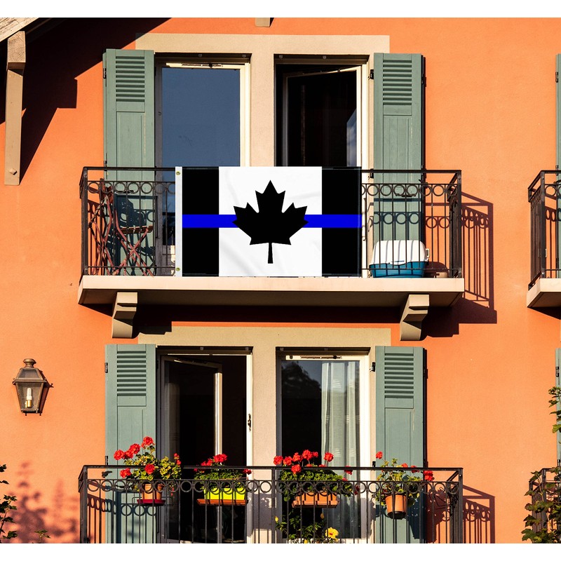 3×5 FT Thin Blue Line Canada Flag, Large 100D Honoring