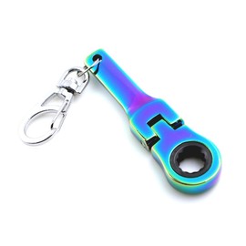 GT//Rotors 10mm Ratchet Wrench Keychain Flex Head 72-Tooth Mechanic Gift (Neo Chrome Plating) (1 Piece)