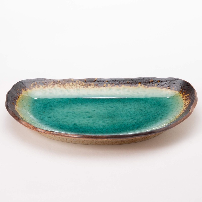 Mino Ware K51229 Long Plate, Half Moon Shape, Approx. 8.3