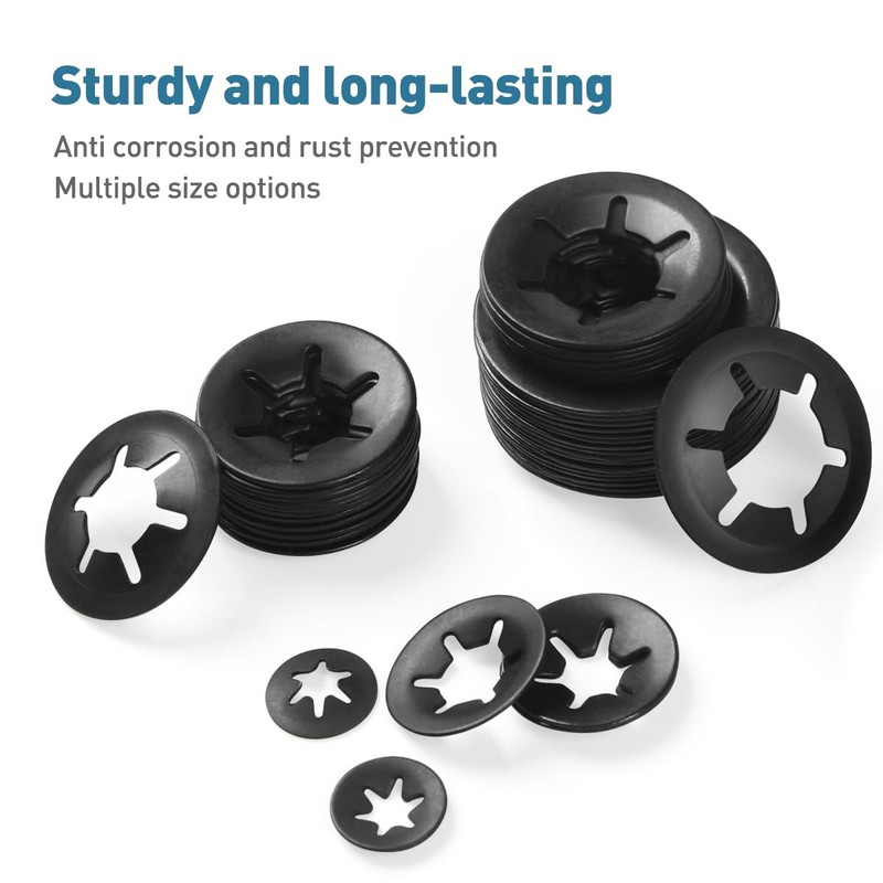 BOUMVID Pack of 15 M6 washers, black circlips, clamping ring,