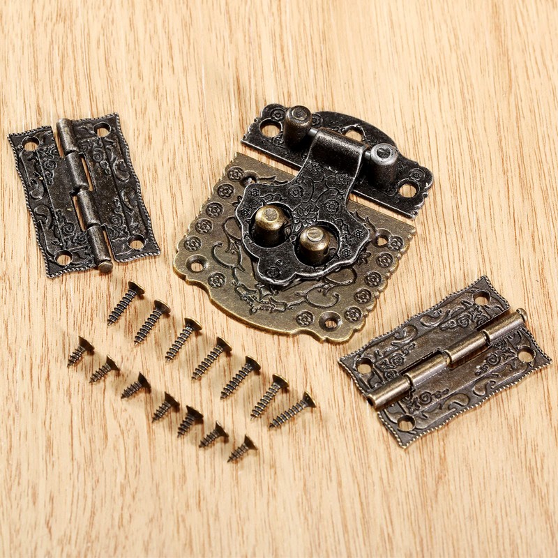 dophee 1Pc Decorative Embossing Box Hasp Latch Lock and 2Pcs