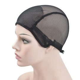 YTBYT 2 Pcs Stretch Wig Caps Mesh Weaving Caps with Adjustable Straps for Making Wigs (Black M)