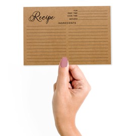 Inkdotpot 4x6 Inch Recipe Cards (Set of 50), Thick Double Sided Premium Card Stock- Modern Style Kraft Recipe Notecards for Weddings- Bridal- Baby Shower - Classic Theme