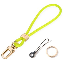 SENLLY Bracelet key chain short, original minimalist design lanyard for keys, 107 neon yellow