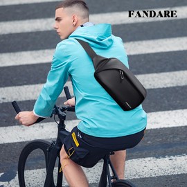 FANDARE Sling Bag Small Crossbody Shoulder Bag Backpack for Men Personal Flex Bag Casual Lightweight Chest Pack Everyday Carry Bag for Tactical Travel Work Outdoor Hiking Cycling Traveling Black