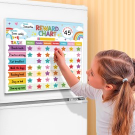 Reward Chart for Kids,Magnetic Behavior Chore Chart for Kids at Home,26 Rainbow Blue Chore Charts,1960 Star Stickers,56 Reward Stickers,Incentive Chore Chart to Develop Responsibility and Good Habits
