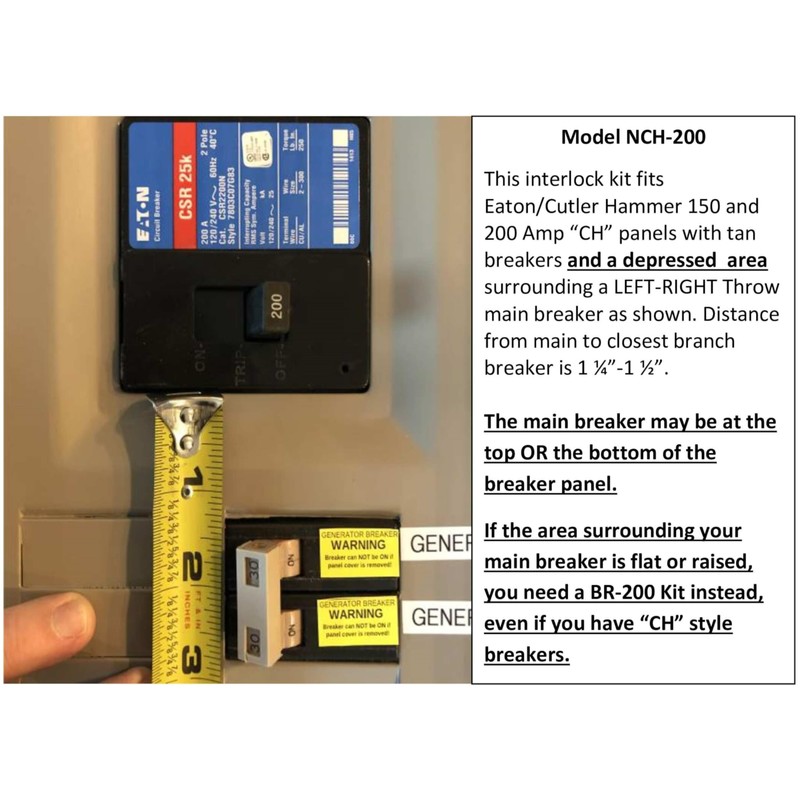 GenSafety Generator Breaker Interlock Kit for Eaton/Cutler Hammer Type CH