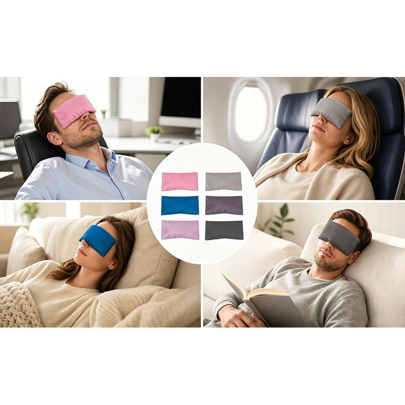 TUYUU 6 Pack Washable Cotton Eye Pillow Covers, Removable Zippered