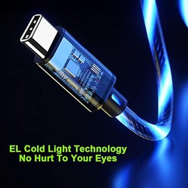 DHBY USB A to USB Type C Android Charger Cable Fast Charging High Data Speed Light Up LED Current Flowing Compatible with All Type C Device-USB A to C Green/39 Inches