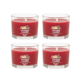 Yankee Candle Signature Votive Mini Candle Jar, Holiday Zest Scent, Natural Soy Wax Blend Candle with Natural Fiber Wick, 1.3 OZ Glass Jar (Pack of 12)