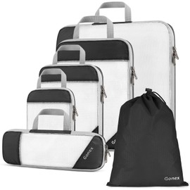 Compression Packing Cube 6 Pieces, Gonex Robust & Durable | Packing Cubes, Packing Bags, Garment Bag, Suitcase Organiser, Storage Bag Black