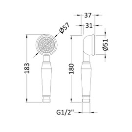 Taps2Traps® Victorian Style Traditional Shower Handset White & Chrome Bathroom Hand Held Or Fits Cradle + High Flow Shower Hose