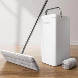 JOYMOOP Hands-Free Self-Cleaning Microfiber Mop and Bucket with Wringer Set for Home, Mops for Floor Cleaning and Wall Cleaner, Hardwood, Tile, Laminate, Vinyl Floors, Smooth Walls, and Glass Windows
