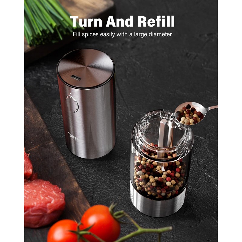 TOMEEM Upgraded Larger Capacity Electric Salt and Pepper Grinder Set