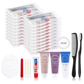 Toiletries Kits Bulk Disposable Travel Supplies, Personal Hygiene Care Essentials Men Women Trial Size Toiletry Sets Amenities for Hotel/Camping/ Charity/Homeless/Shelter/Relief 7 in 1 (5 Pack)