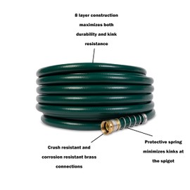 Gilmour Flexogen 5/8" x 50' Heavy Duty Flexogen Water Hose, Flexible Garden Hose for Vegetable Gardens, Flower Beds, and Lawn Sprinklers