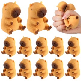 Meooeck 12 Pcs Stress Relief Toys Mini Animal Toys for Stress Relief Cute and Fun Stress Toys for Birthday, Christmas, Office, Stocking Stuffer Gift(Capybara,Classical Material)