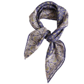 Prettystern Men's Lady Pure Silk Bandana Handrolled Silk Neckerchief Unisex Neckerchief, 26 blue paisley