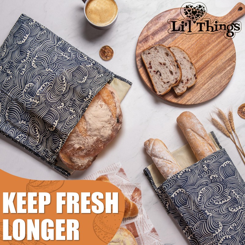 Li’l Things Beeswax Bread Bag Set – 13”×13” Boule &