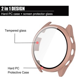Compatible for Garmin Forerunner 165 Case, Lamshaw Hard PC Case with Screen Protector Compatible for Forerunner 165 Smartwatch (Pink+Clear)