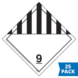 Class 9 Miscellaneous Placard, Worded 25-pk. - 10.75" x 10.75" Removable Self Adhesive Economy Vinyl for Short-Term Applications, DOT Hazmat Compliant, J. J. Keller & Associates, Inc.